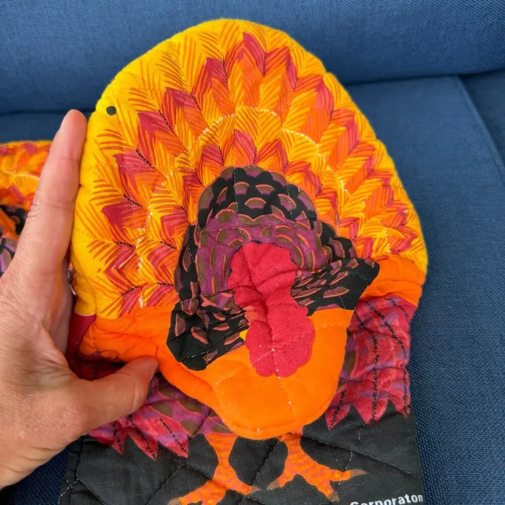 Vintage Turkey Oven Mitt Pair 1993 Boston Warehouse with TAGS Thanksgiving READ